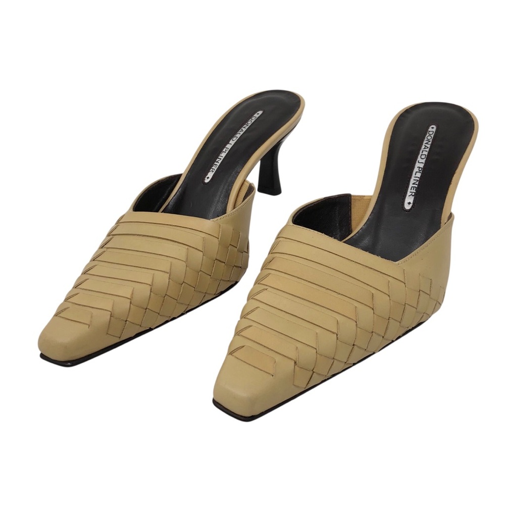 Donald J.‎ Pliner Vintage Tan Woven Leather Mules - NWB